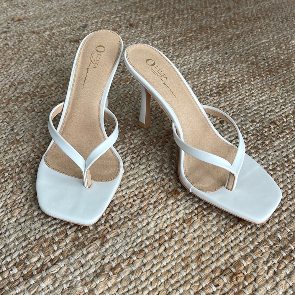 White Flip Flop Heels